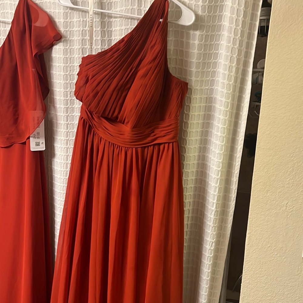 size 10 azazie bridesmaid dress in rust